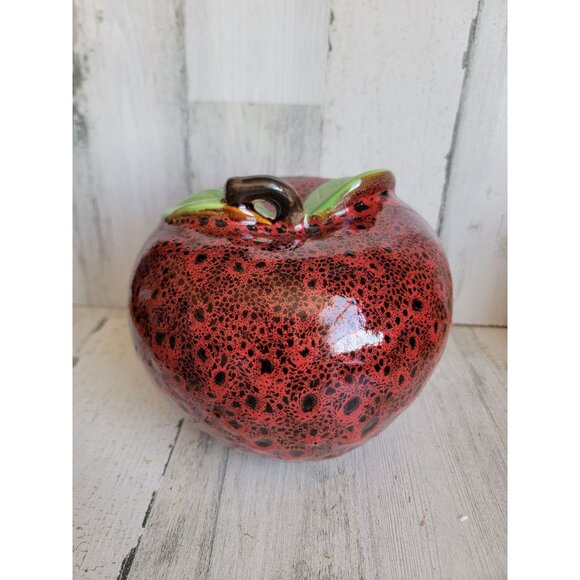 Vintage ceramic large red apple fruit home decor figure - Picture 2 of 7